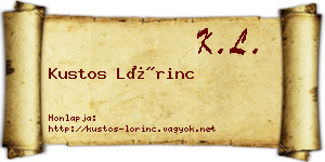 Kustos Lőrinc névjegykártya